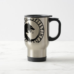Runic Dire Wolf viking norse nordic runes Travel Mug