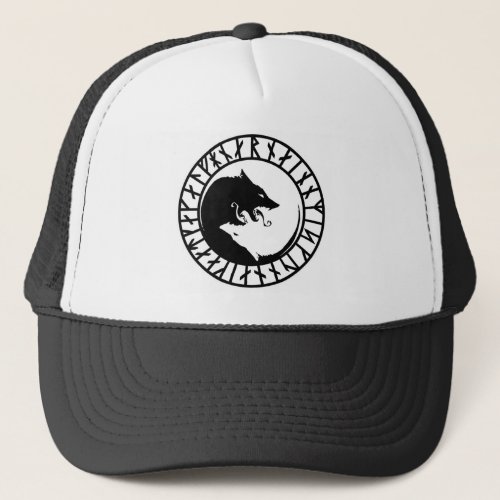 Runic Dire Wolf viking norse nordic runes Trucker Hat