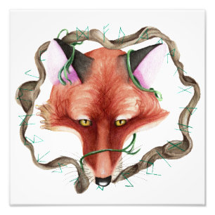 Runic Fox Watercolour Photo Print
