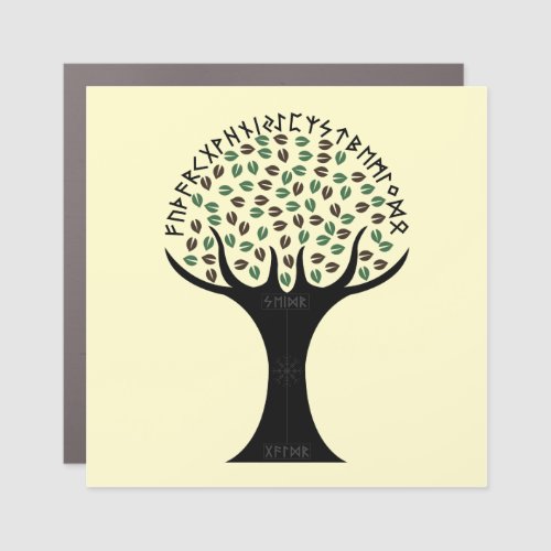 Runic Tree Car Magnet Square