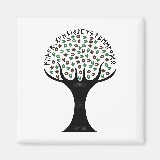 Runic Tree Magnet (Square) (Front)