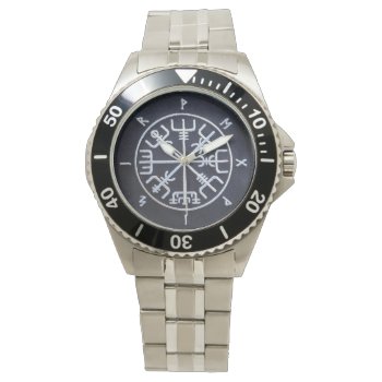 Runic Vegvísir Compass Stainless Steel Watch by Romanelli at Zazzle