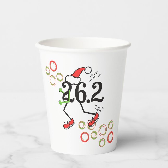 Runner 26.2 Marathon Christmas Holiday Paper Cups (Front)