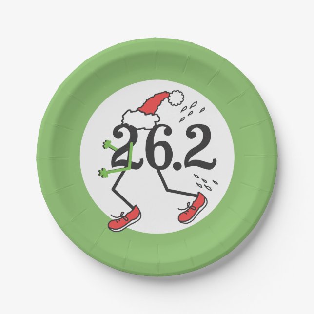 Runner 26.2 Marathoner © Christmas Holiday Paper Plates (Front)
