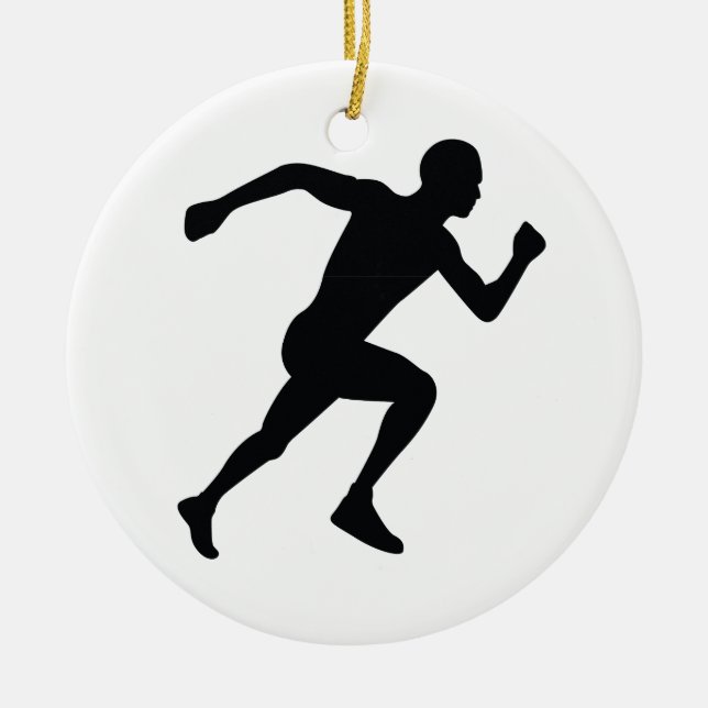 Runner Black Silhouette Shadow Ceramic Ornament (Front)