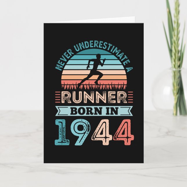 Runner born in 1944 80th Birthday Gift Running Dad Card (Front)