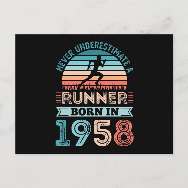 Runner born in 1958 70th Birthday Gift Running Dad Postcard (Front)