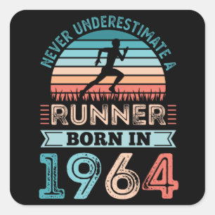 Runner born in 1964 60th Birthday Gift Running Dad Square Sticker