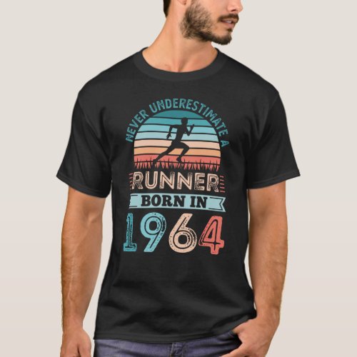 Runner born in 1964 60th Birthday Gift Running Dad T_Shirt