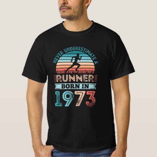 Runner born in 1973 50th Birthday Gift Running Dad T_Shirt