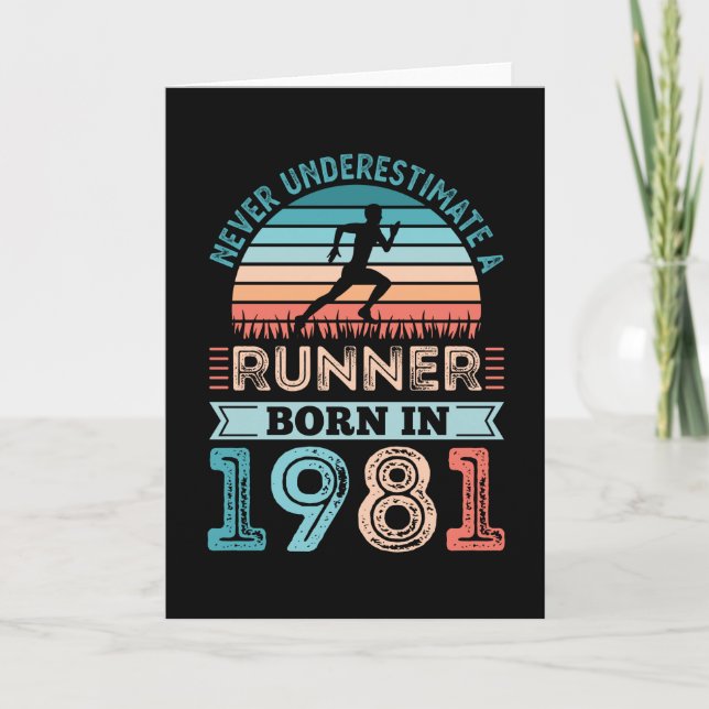 Runner born in 1981 40th Birthday Gift Running Dad Card (Front)
