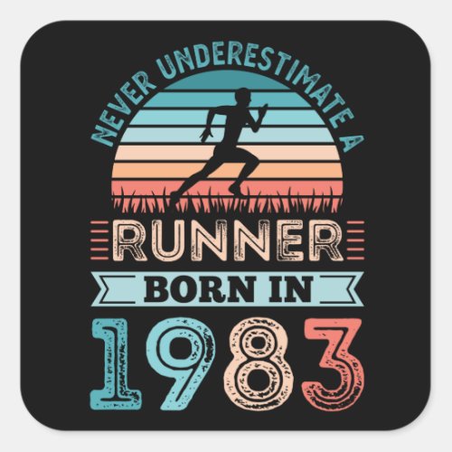 Runner born in 1983 40th Birthday Gift Running Dad Square Sticker