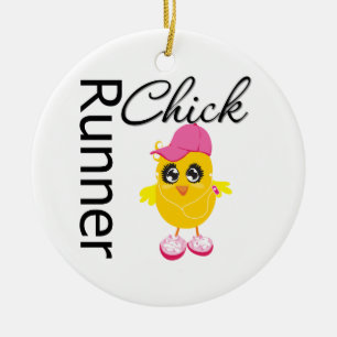 Runner Chick Ceramic Ornament