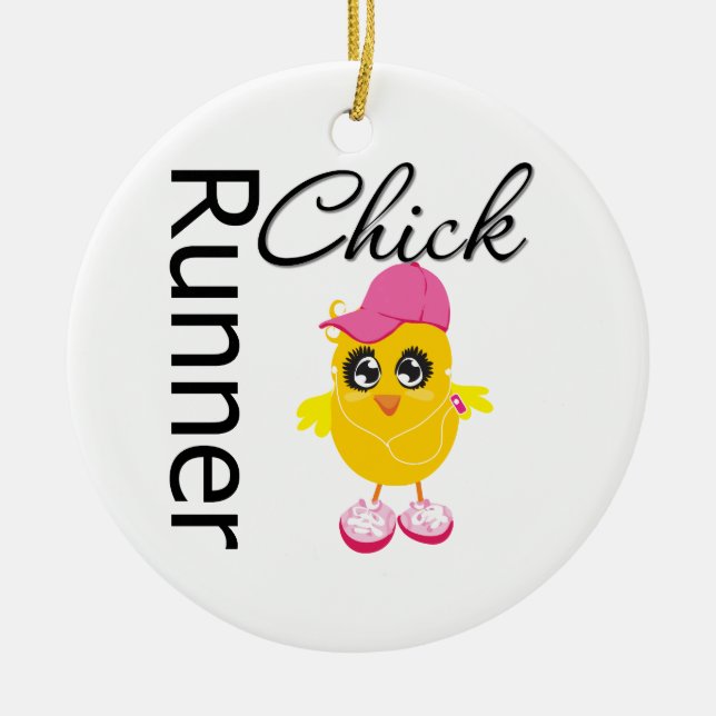 Runner Chick Ceramic Ornament (Front)