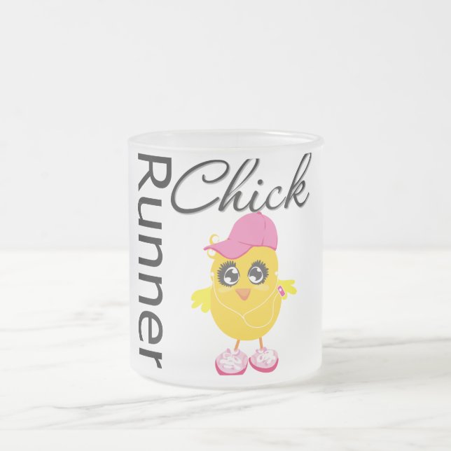 Runner Chick Frosted Glass Coffee Mug (Center)