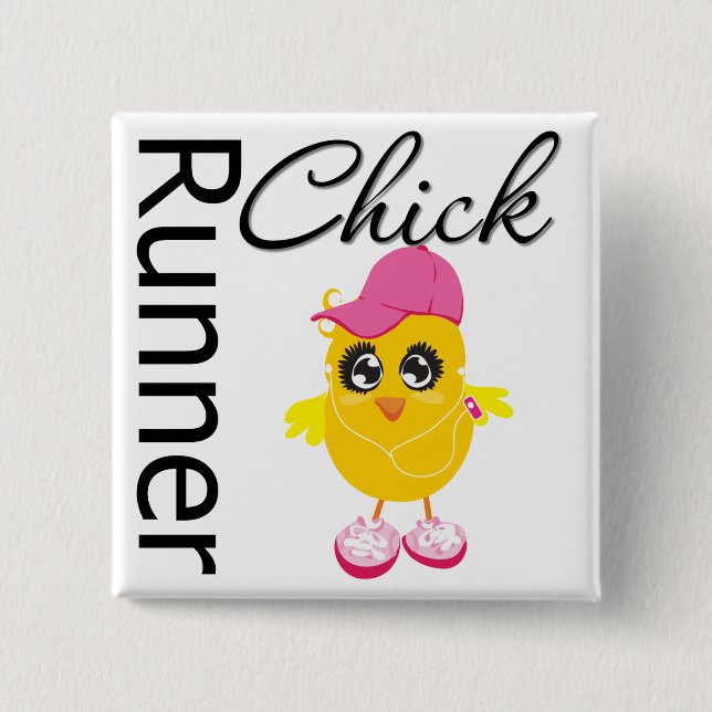 Runner Chick Pinback Button (Front)