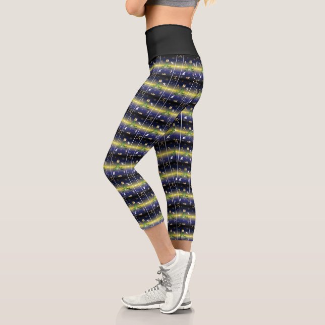 Runner Christmas Tree - Girls Running Capri Leggings (Left)