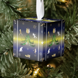 Runner Christmas Tree - Girls Running Cube Ornament