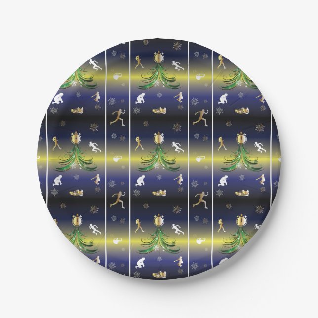 Runner Christmas Tree - Girls Running Paper Plates (Front)