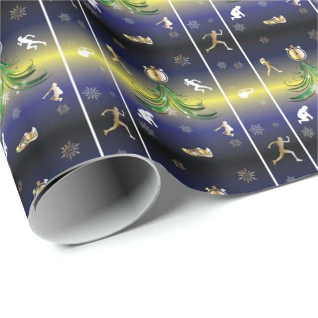 Runner Christmas Tree - Girls Running Wrapping Paper (Roll Corner)