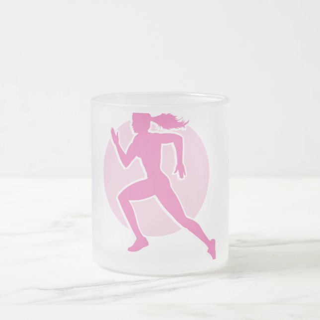runner frosted glass coffee mug (Center)