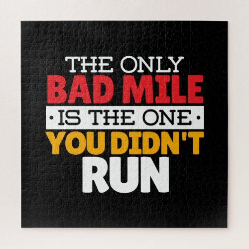 Runner _ Funny Bad Mile Running Quote Jigsaw Puzzle