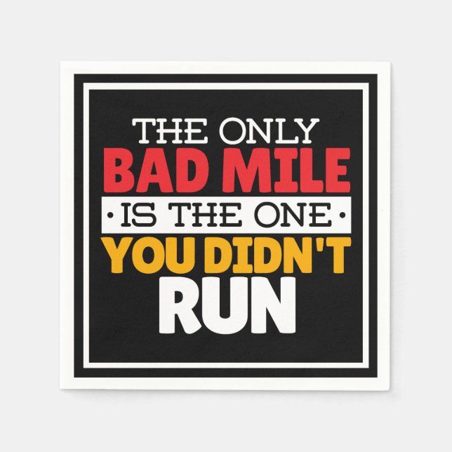 Runner - Funny Bad Mile Running Quote Napkins (Front)
