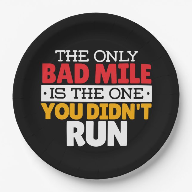 Runner - Funny Bad Mile Running Quote Paper Plates (Front)