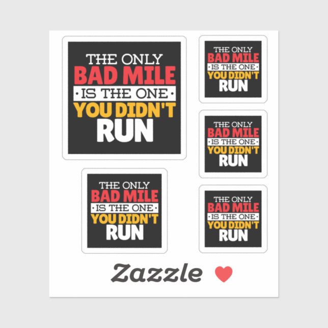 Runner - Funny Bad Mile Running Quote Sticker (Sheet)
