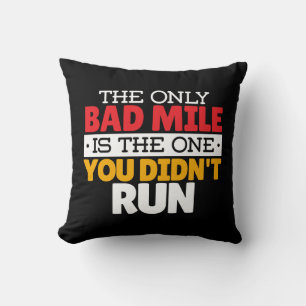 Runner - Funny Bad Mile Running Quote Throw Pillow