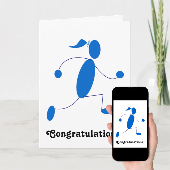 Runner Girl Congratulations Card | Zazzle