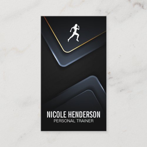 Runner Icon  Modern Metal Background Business Card