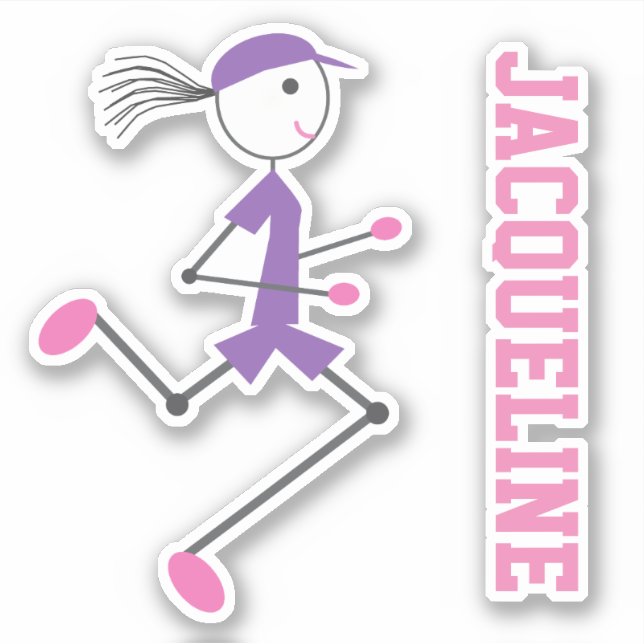 Runner Lady Pink Purple Personalized Sticker (Front)
