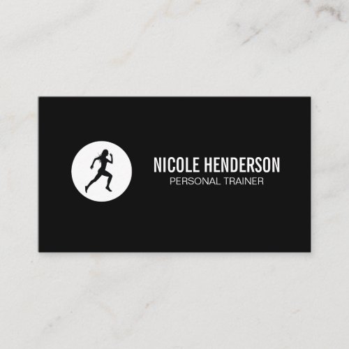 Runner Minimalist Black and White Business Card