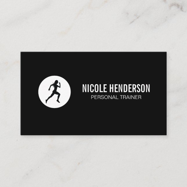 Runner Minimalist Black and White Business Card (Front)