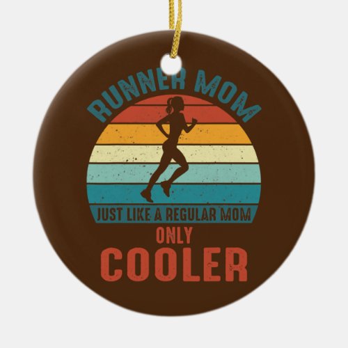 Runner Mom Cool Running Girl Retro Future Ceramic Ornament