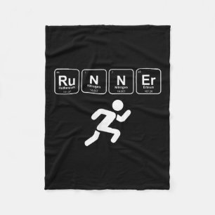 Runner Periodic Table Funny Running Marathon Lover Fleece Blanket