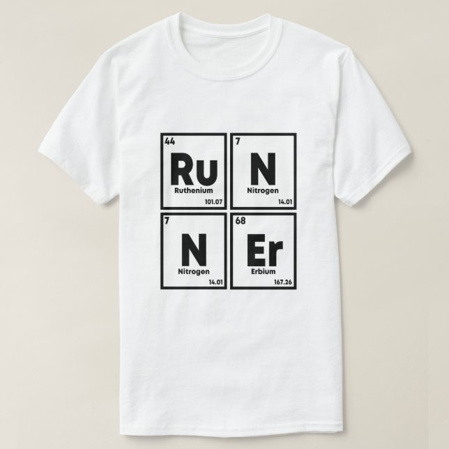 Runner Periodic Table Marathon Runners Science T-Shirt (Design Front)