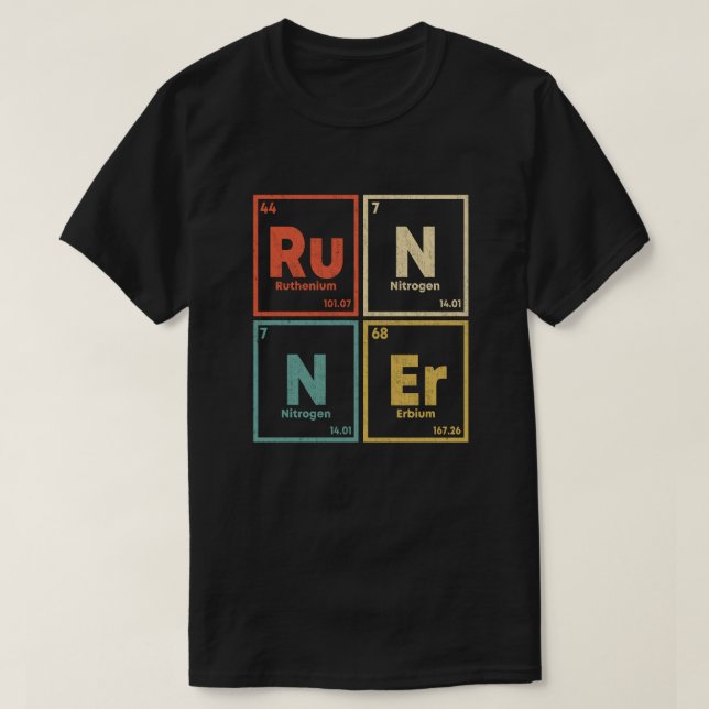Runner Periodic Table Marathon Runners Science T-Shirt (Design Front)