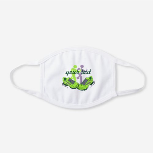 Runner Personalized Name White Cotton Face Mask