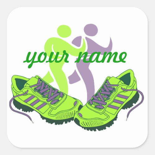 Runner Personalized Square Sticker