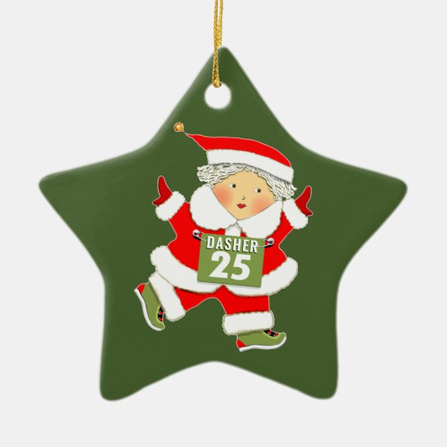 Runner Running Christmas Collectible Ceramic Ornament (Front)