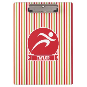 Runner  Running; Red  Green  Orange Stripes Clipboard by Birthday_Party_House at Zazzle