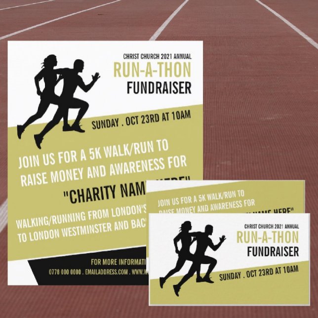Runner Silhouette, Charity Run-Walk-a-Thon Event Business Card (Creator Uploaded)