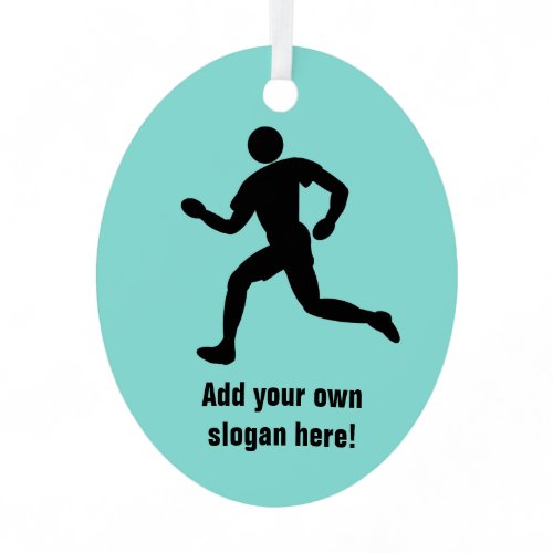 Runner Silhouette - running theme with your text Metal Ornament