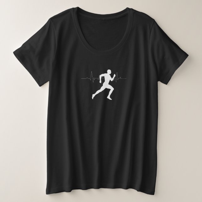 Runner Silhouette With Heart Beat   Plus Size T-Shirt (Design Front)