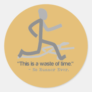 Runner Stick Figure Quote Classic Round Sticker