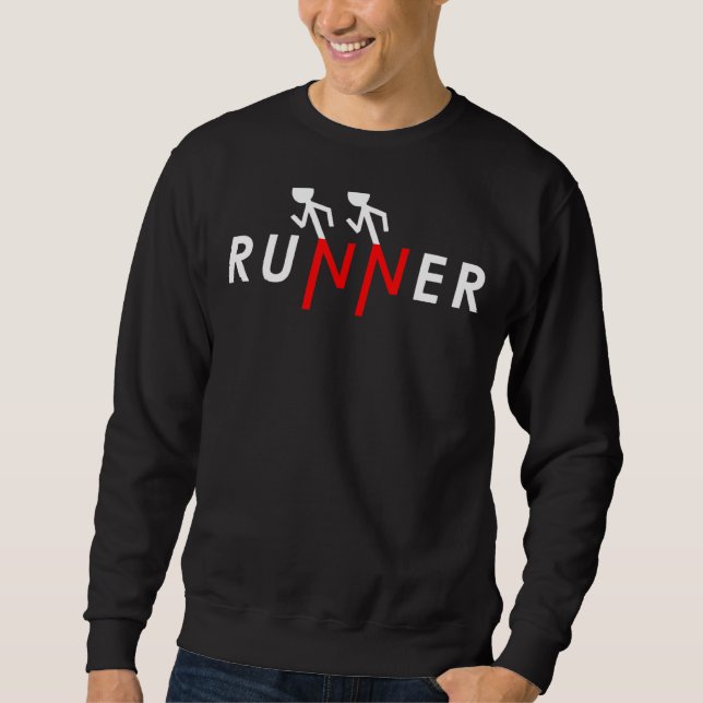 Runner Stick Figure Run Running  5k Runners Marath Sweatshirt (Front)