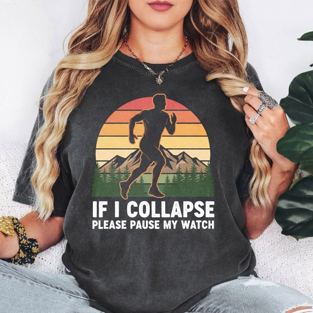 Runner Sunset Funny Quote Pause My Watch T-Shirt (Creator Uploaded)