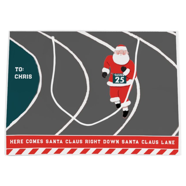 Runner Track and Field Christmas Large Gift Bag (Front)